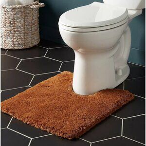 Threshold Spa Plush Caramel Contour Around the Toilet Non Skid Bath Rug Mat